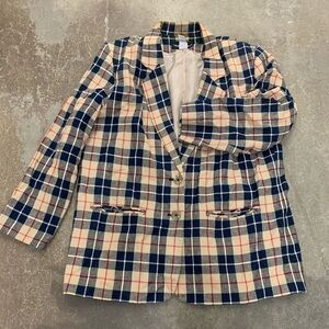 Sag Harbor Navy and Cream Plaid Blazer